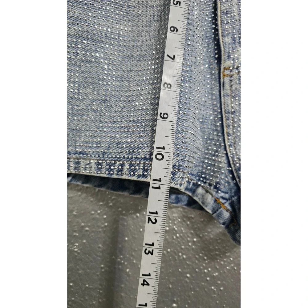Altar'd State Rhinestone Denim Shorts Light Wash High Rise XS Sparkle Festival